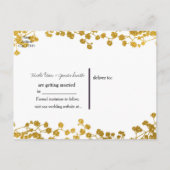 Gold Tone Gipskraut Blau Save the Date Ankündigungspostkarte (Rückseite)