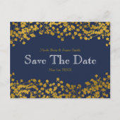 Gold Tone Gipskraut Blau Save the Date Ankündigungspostkarte (Vorderseite)