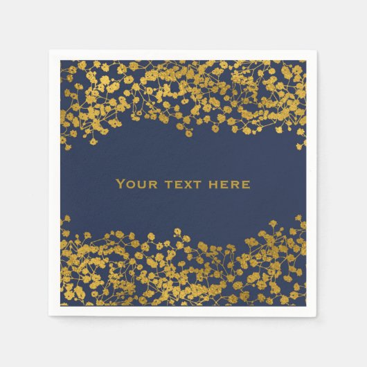 Gold Tone Gipskraut Blauen Elegant Serviette (Vorderseite)