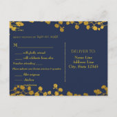 Gold Tone Gipskraut Blauer Elegante UAWG Einladungspostkarte (Rückseite)