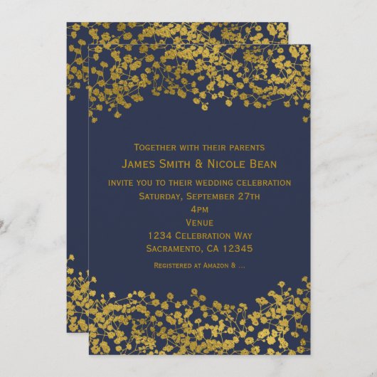 Gold Tone Gipskraut Rodelbahn mit Aussicht Einladung (Vorne/Hinten)