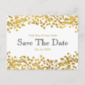 Gold Tone Gipskraut Save the Date weiß Ankündigungspostkarte (Vorderseite)