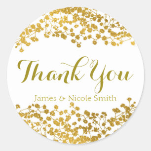Gold Tone Gipskraut Weiß Elegante Gefallen Runder Aufkleber