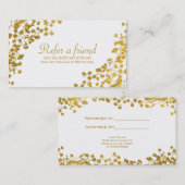 Gold Tone Gipskraut Weiß REFER A FRIEND Card Empfehlungskarte (Vorne/Hinten)
