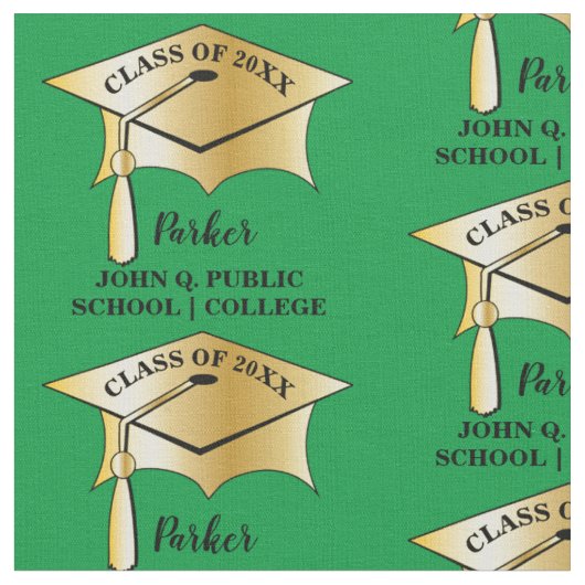 Gold Tone Graduation Cap Name Class Year School Stoff (Nahaufnahme)