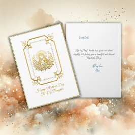 Gold Tone Jungfrau Mary mit Kindermüttertag Karte