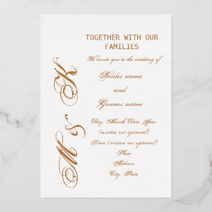 „Gold Tone Lettering“-Hochzeit Folieneinladung