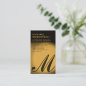Gold Tone Monogram Interior Designer Business Card Visitenkarte (Stehend Vorderseite)