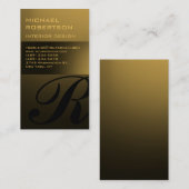 Gold Tone Monogram Interior Designer Business Card Visitenkarte (Vorne/Hinten)