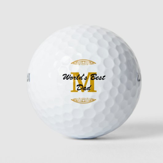 Gold Tone Monogram Scrollwork Welten Bester Vater Golfball (Vorderseite)