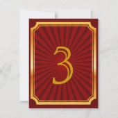 Gold Tone & Red Art Deco Tischnummer Card (Rückseite)