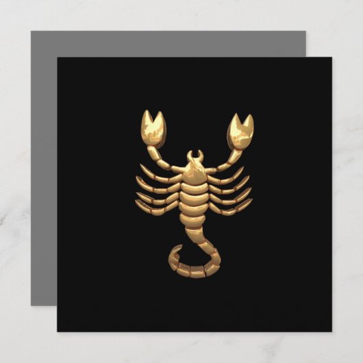 Gold Tone Scorpio Scorpion Symbol Zodiac Einladung (Vorne/Hinten)