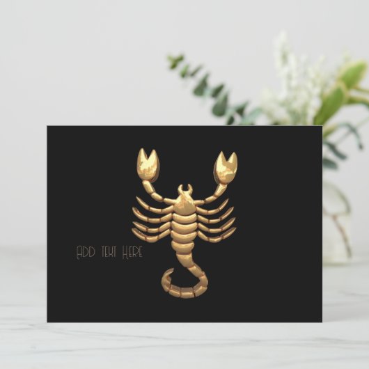 Gold Tone Scorpio Scorpion Symbol Zodiac Einladung (Stehend Vorderseite)