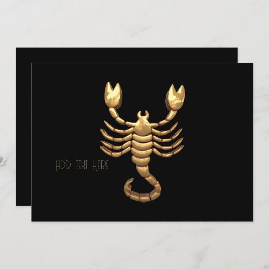 Gold Tone Scorpio Scorpion Symbol Zodiac Einladung (Vorne/Hinten)