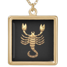 Gold Tone Scorpio Skorpion Symbol Zodiac Necklace