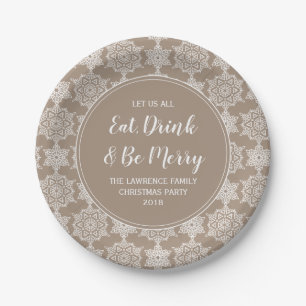 Gold Tone Snowflake essen Drink Weihnachten Party Pappteller