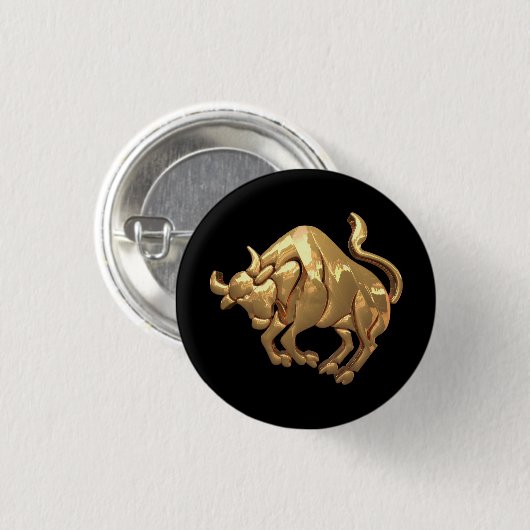 Gold Tone Taurus Zodiac Sign Bull Symbol Button (Vorne & Hinten)