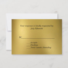 Gold Tone Wedding RSVP Card Karte