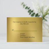 Gold Tone Wedding RSVP Card Karte (Stehend Vorderseite)