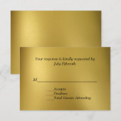 Gold Tone Wedding RSVP Card Karte (Vorne/Hinten)