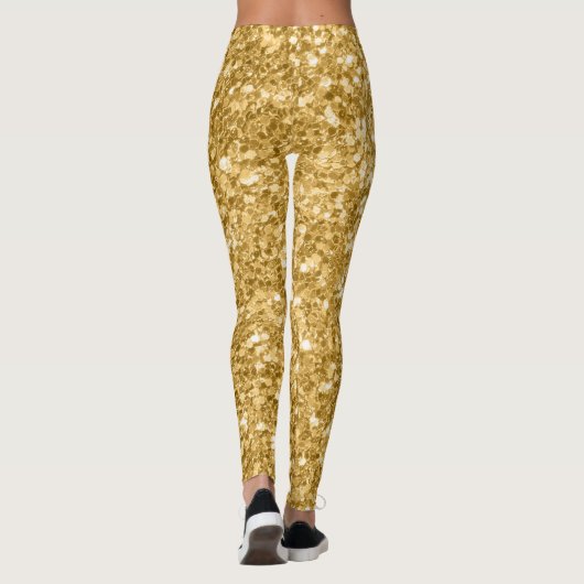 Gold Tones Glitzer Textur drucken Leggings (Rückseite)