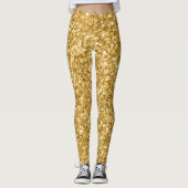 Gold Tones Glitzer Textur drucken Leggings (Vorderseite)