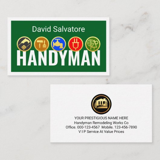 Gold Tools On Handyman Service Visitenkarte (Vorne/Hinten)