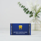 Gold Tooth Logo | Gold Trim Blue Background Visitenkarte (Stehend Vorderseite)