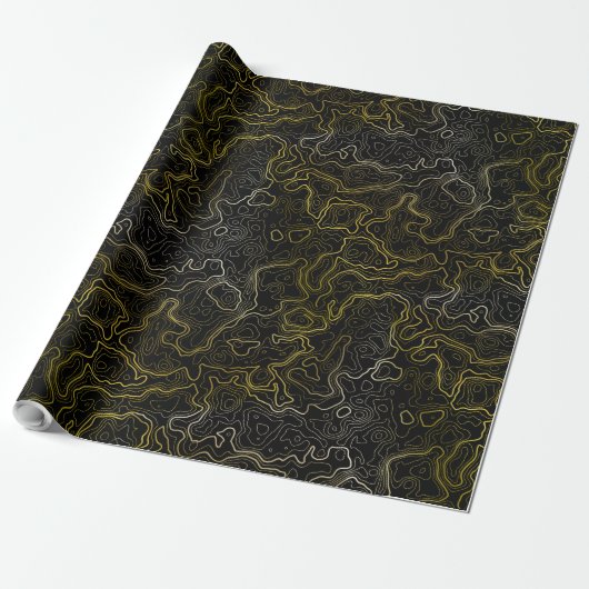 Gold Topography Wrapping Paper Geschenkpapier (Ungerollt)