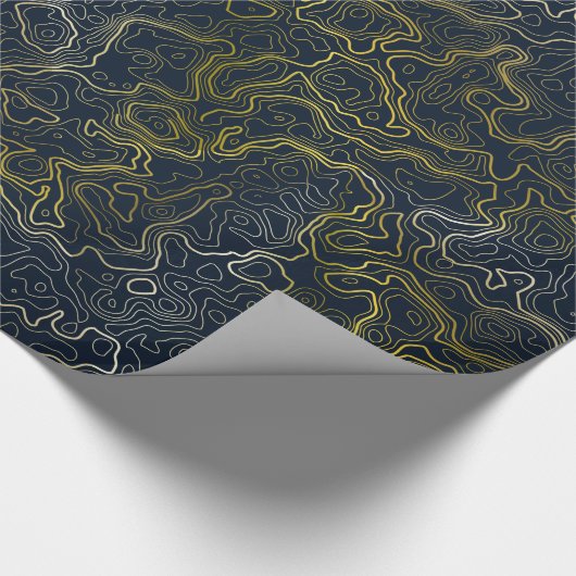 Gold Topography Wrapping Paper Geschenkpapier (Ecke)