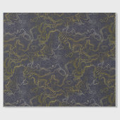 Gold Topography Wrapping Paper Geschenkpapier (Flach)