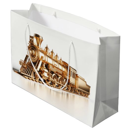 Gold Train Geschenktasche Große Geschenktüte (Rückseite Schrägansicht)
