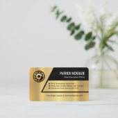 Gold Trapezium Layers Business Owner Visitenkarte (Stehend Vorderseite)