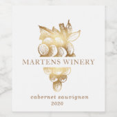 Gold Trauben Weinkultur und Erde Weinetikett (Einzelnes Label)