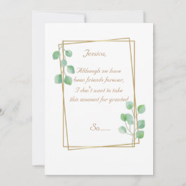 Gold-Trauzeugin oder Bridesmaid-Vorschlagskarte Einladung