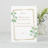 Gold-Trauzeugin oder Bridesmaid-Vorschlagskarte Einladung (Stehend Vorderseite)