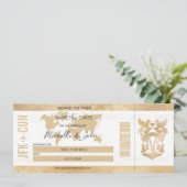 Gold Travel Boarding Pass Mexiko Save the Date Einladung (Stehend Vorderseite)