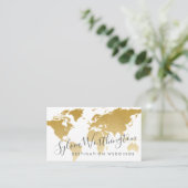 Gold Travel World Map Visitenkarte (Stehend Vorderseite)