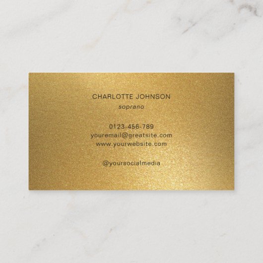 Gold Treble Clef Beruflich Musician Singer Visitenkarte (Rückseite)