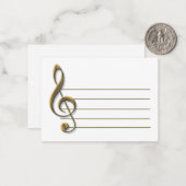 Gold Treble Clef Blank Notecard Mitteilungskarte (Vorderseite/Rückseite Beispiel)
