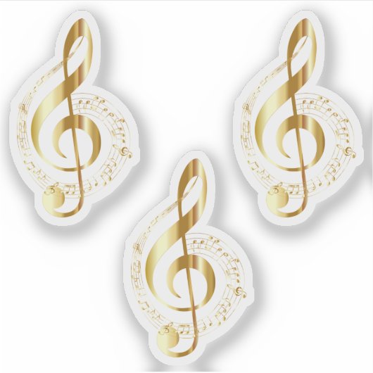 Gold Treble Clef Contour Sticker (Vorderseite)