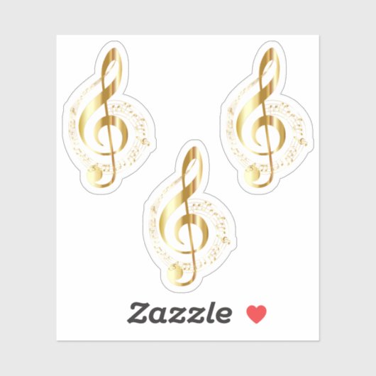 Gold Treble Clef Contour Sticker (Blatt)