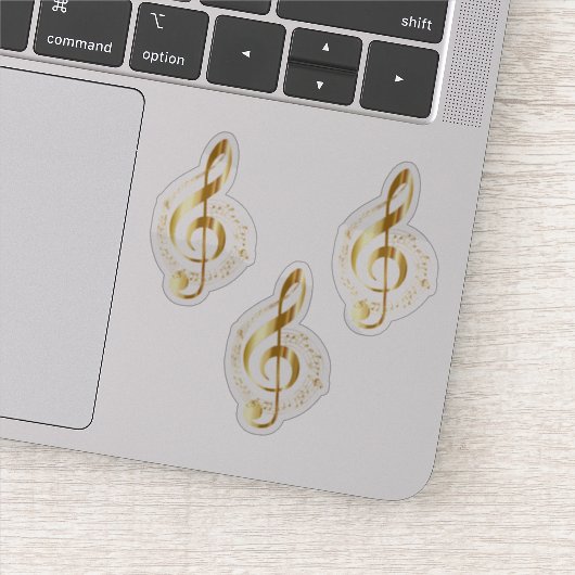 Gold Treble Clef Contour Sticker (Detail)
