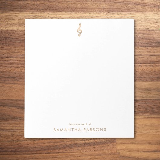 Gold Treble Clef Einfache Elegante Musiklehrer Notizblock