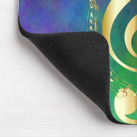 Gold Treble Clef farbenfrohe Gestaltung Mousepad (Ecke)
