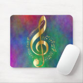 Gold Treble Clef farbenfrohe Gestaltung Mousepad (Mit Mouse)