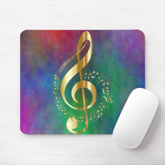Gold Treble Clef farbenfrohe Gestaltung Mousepad (Mit Mouse)