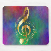 Gold Treble Clef farbenfrohe Gestaltung Mousepad (Vorne)