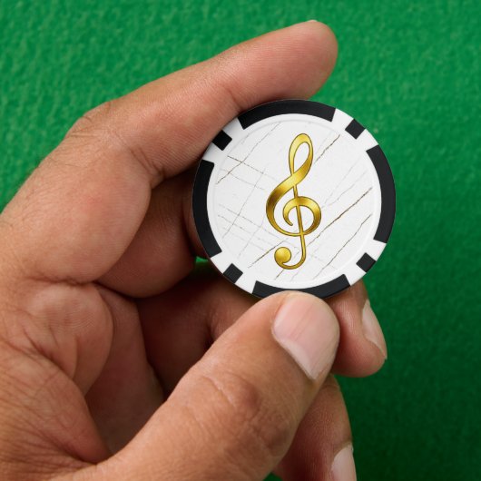 Gold Treble Clef Marble Home Decor Pokerchips (Hand)