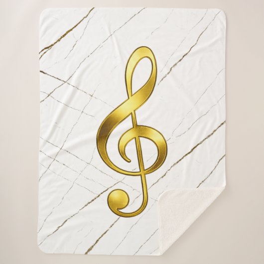 Gold Treble Clef Marble Home Decor Sherpadecke (Vorderseite)
